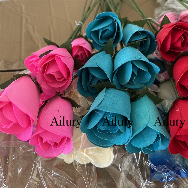 Florist Supply Shop - Flor artificial de rosa de madera,